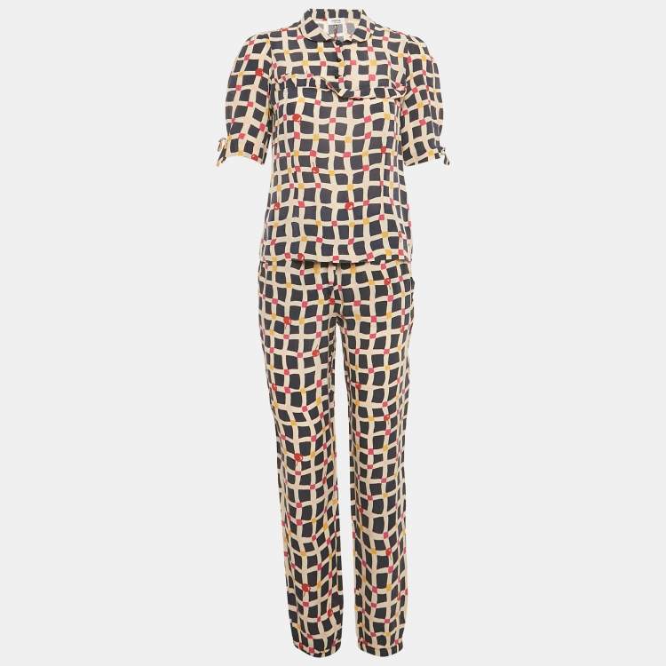مملوكة مسبقًا Sonia Rykiel Multicolor Printed Silk Top & Pants Set M
