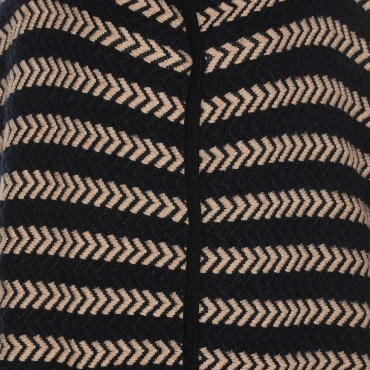 Pre Owned Sonia Rykiel Navy Blue/Beige Stripe Wool Blend Cape L