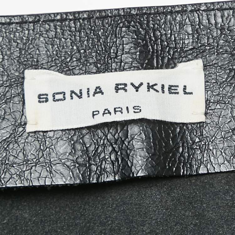 مملوكة مسبقًا Sonia Rykiel Black Leather Buttoned Mini Skirt M