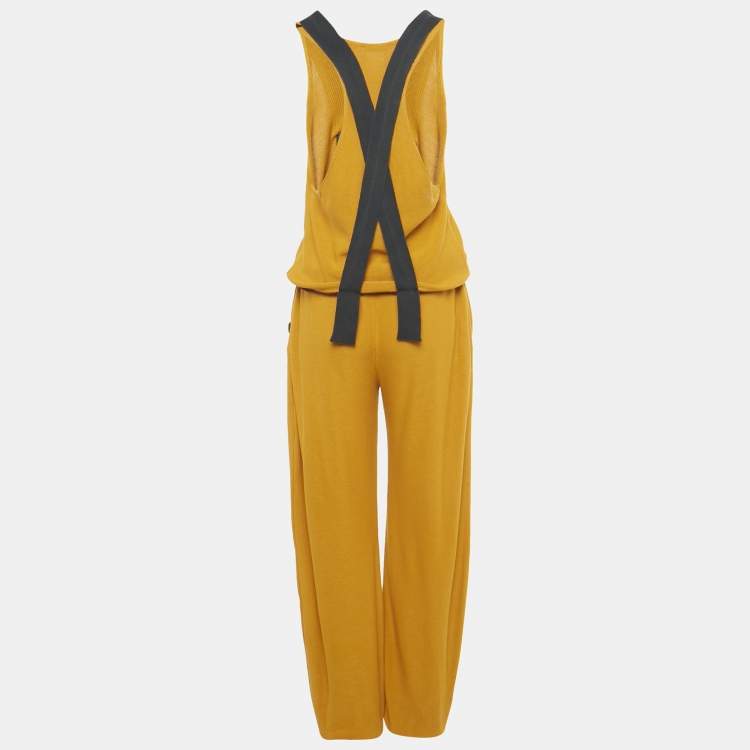 Pre Owned Sonia Rykiel Yellow Knit Sleeveless Jumpsuit M