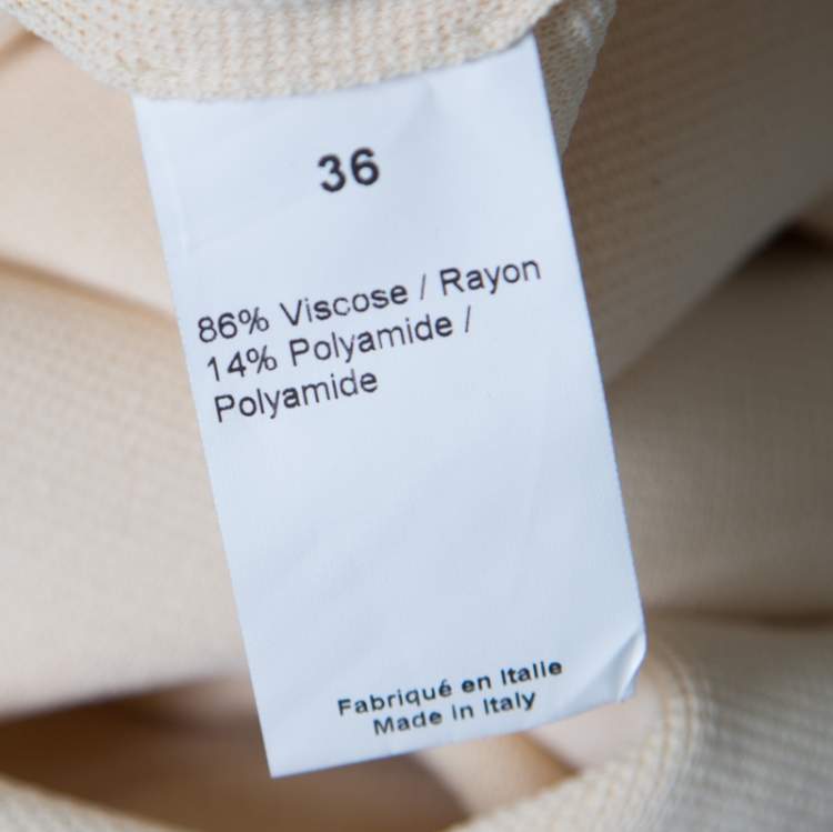 Pre Owned Sonia Rykiel Cream Knit Contrast Hem Detail Midi Skirt S
