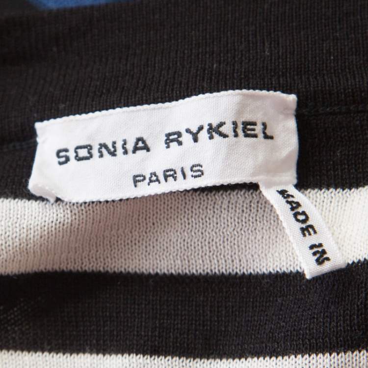 Pre Owned Sonia Rykiel Multicolor Striped Cotton and Silk Vinyl Strip Detail Top M