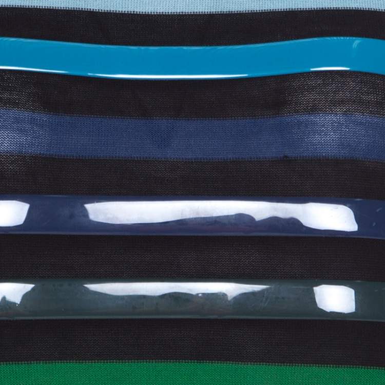 Pre Owned Sonia Rykiel Multicolor Striped Cotton and Silk Vinyl Strip Detail Top M