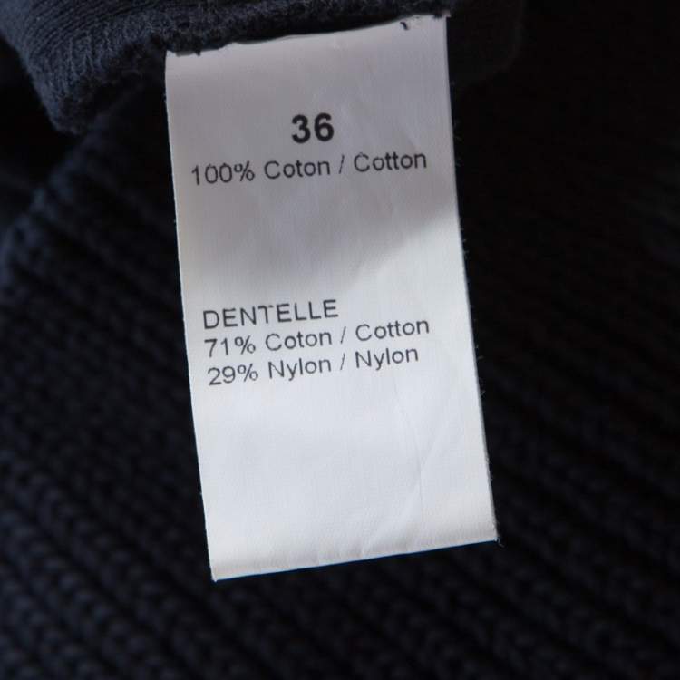 Pre Owned Sonia Rykiel Green and Black Lace Paneled Textured Sleeve Detail Sheath Dress S