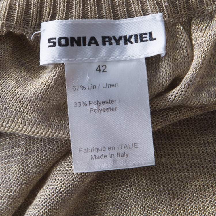 Pre Owned Sonia Rykiel Beige Perforated Lurex Knit Maxi Dress L