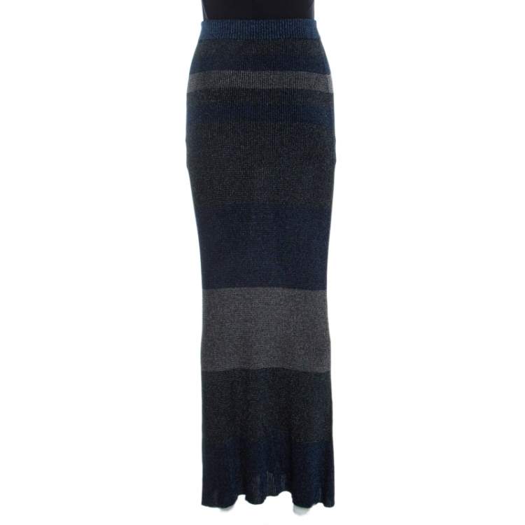 Pre Owned Sonia Rykiel Multicolor Metallic Striped Maxi Skirt S
