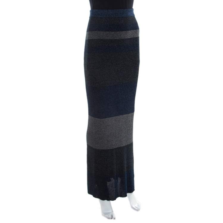 Pre Owned Sonia Rykiel Multicolor Metallic Striped Maxi Skirt S