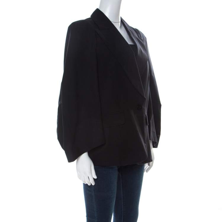 Pre Owned Sonia Rykiel Black Cotton Wide-Bell Sleeve Blazer L