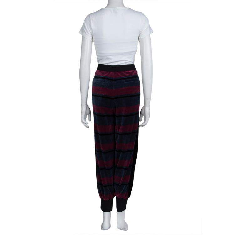 Pre Owned Sonia Rykiel Multicolor Striped Velvet Jogger Pants XL