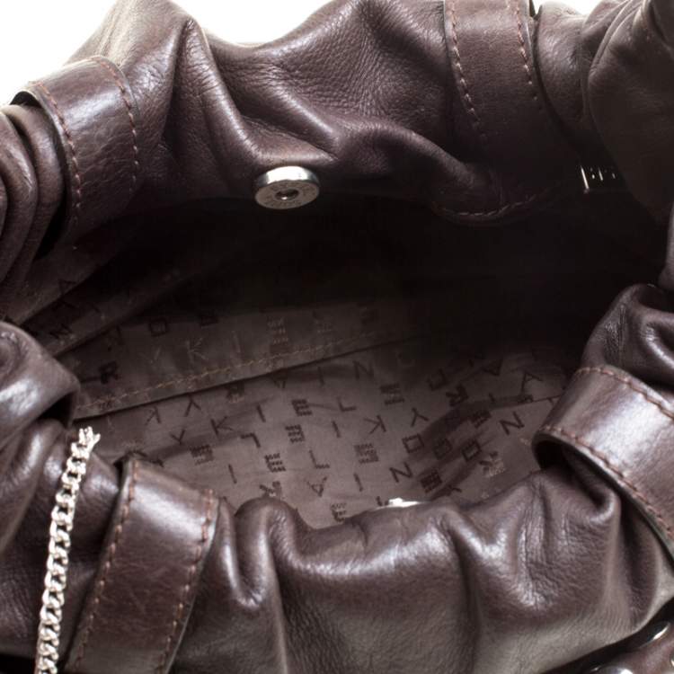 Pre Owned Sonia Rykiel Dark Brown Leather Studded Satchel