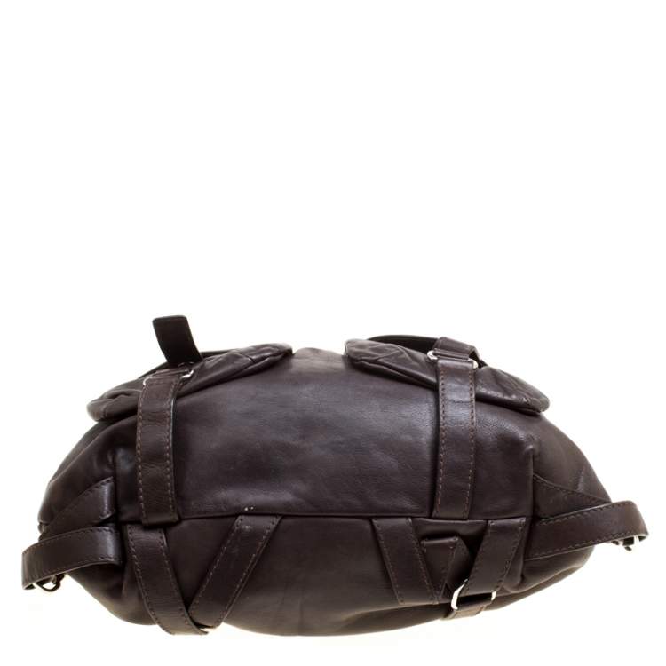 Pre Owned Sonia Rykiel Dark Brown Leather Studded Satchel