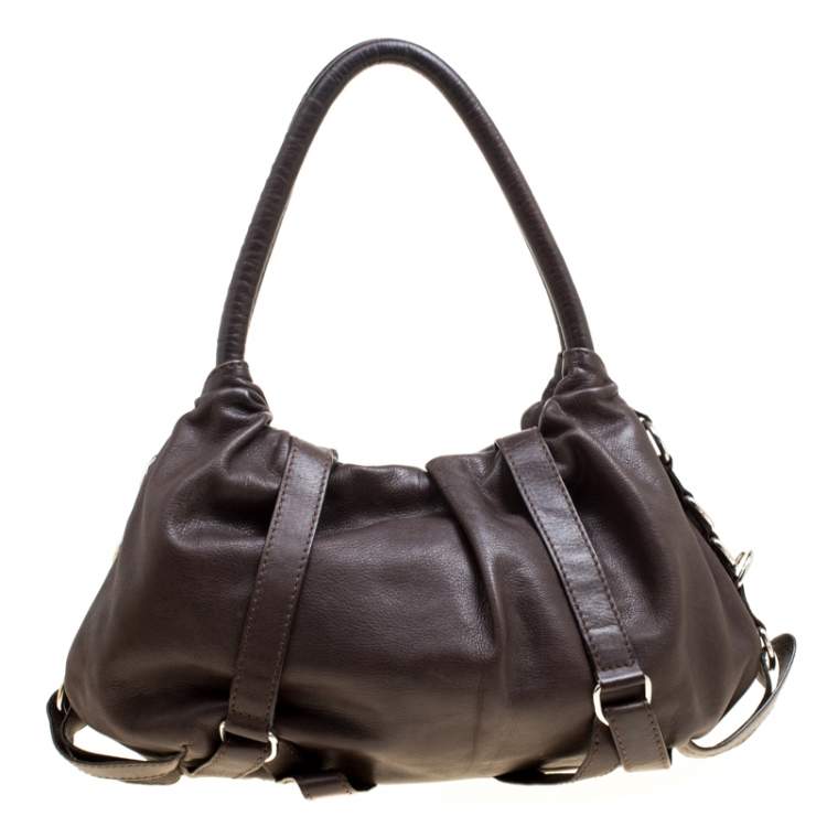 Pre Owned Sonia Rykiel Dark Brown Leather Studded Satchel