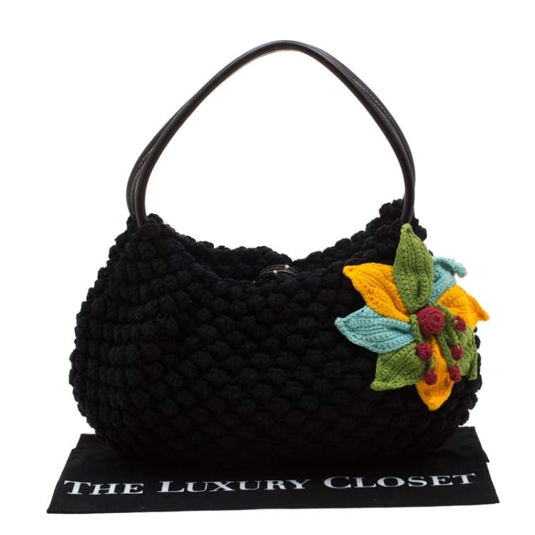 Pre Owned Sonia Rykiel Multicolor Floral Crochet Hobo