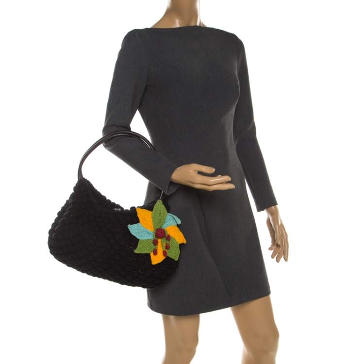 Pre Owned Sonia Rykiel Multicolor Floral Crochet Hobo