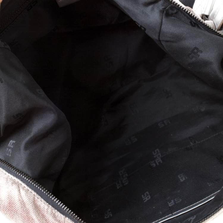 Pre Owned Sonia Rykiel Grey/Black Textured Fabric Hobo