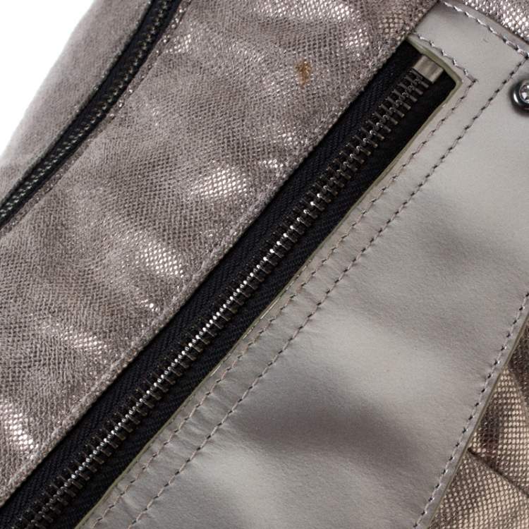 Pre Owned Sonia Rykiel Grey/Black Textured Fabric Hobo
