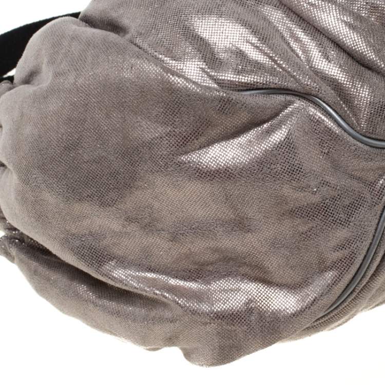 Pre Owned Sonia Rykiel Grey/Black Textured Fabric Hobo