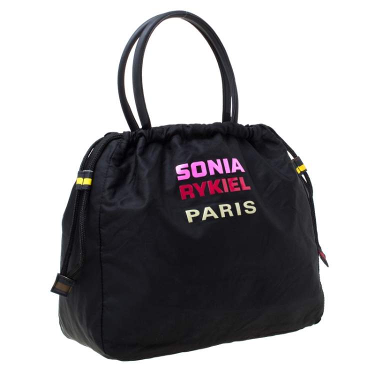 Pre Owned Sonia Rykiel Black Nylon Drawstring Shoulder Bag