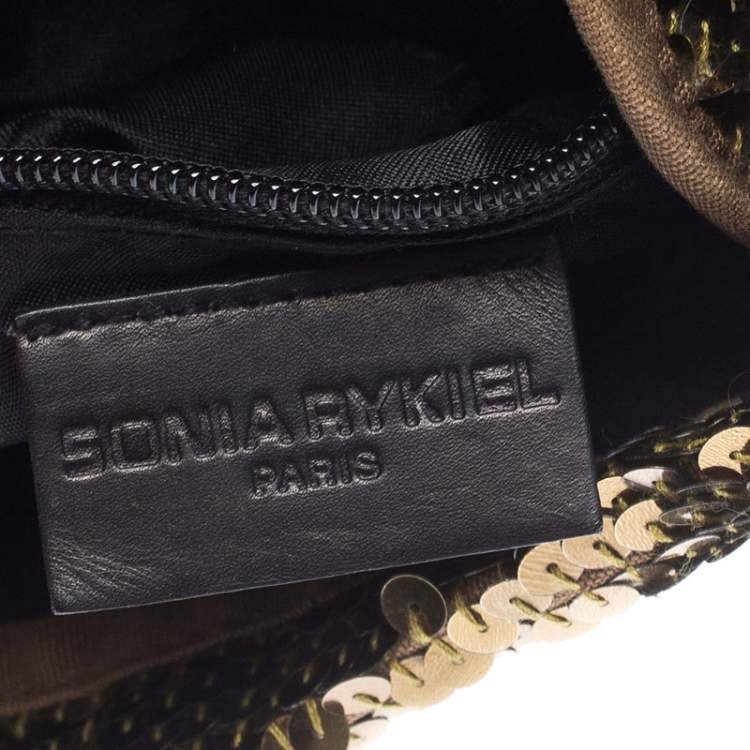Pre Owned Sonia Rykiel Gold Sequin and Fabric Shoulder Bag
