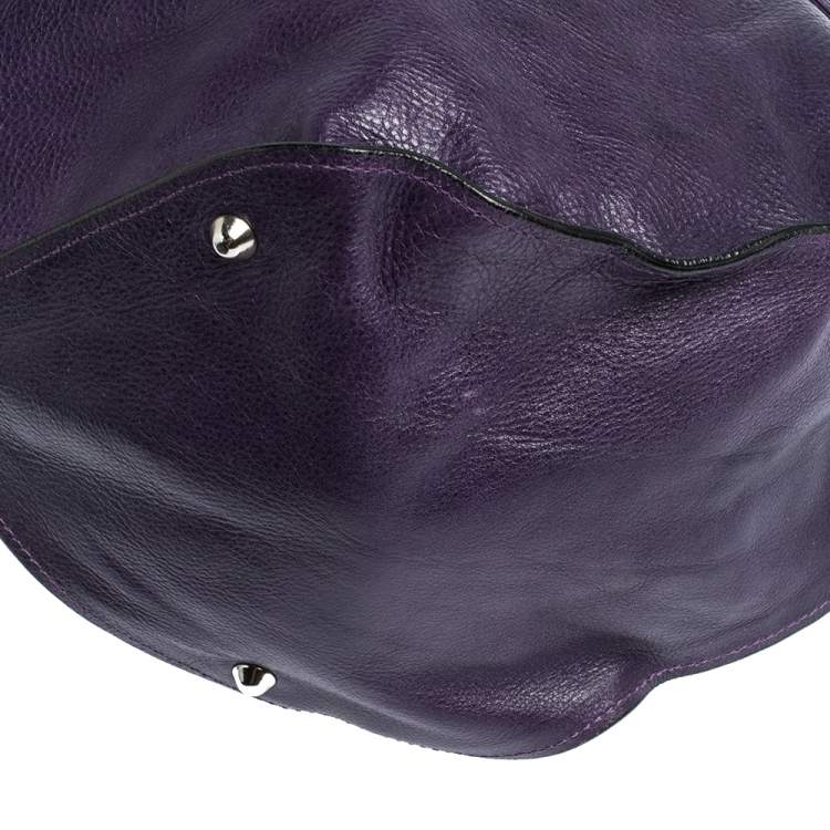 Pre Owned Sonia Rykiel Purple Leather Drawstring Tote