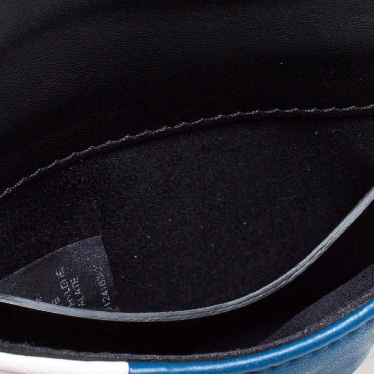 Pre Owned Sonia Rykiel White/Blue Leather Studded Flap Crossbody Bag