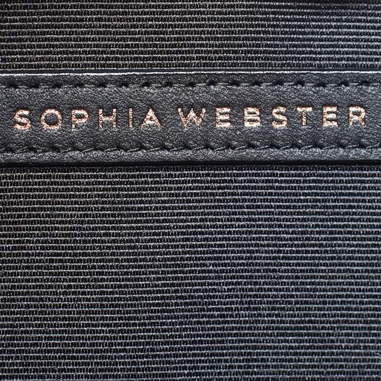 Pre Owned Sophia Webster Black Leather Butterfly Wristlet Clutch