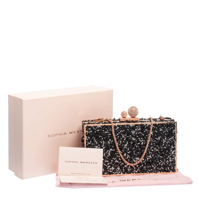 Pre Owned Sophia Webster Black Crystal Embellished Clara Box Clutch