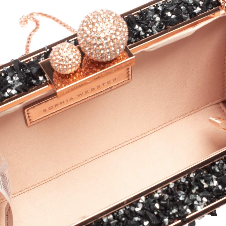 Pre Owned Sophia Webster Black Crystal Embellished Clara Box Clutch