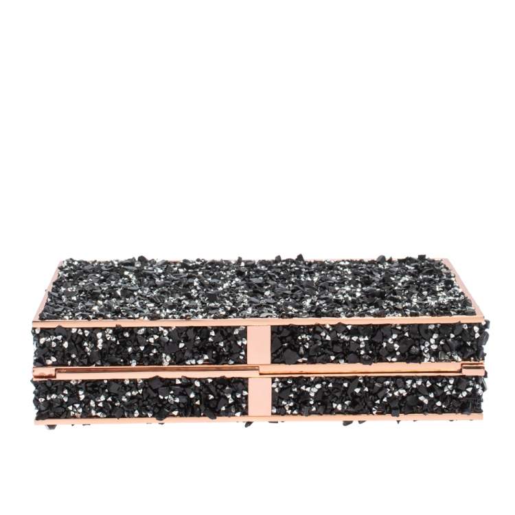 Pre Owned Sophia Webster Black Crystal Embellished Clara Box Clutch