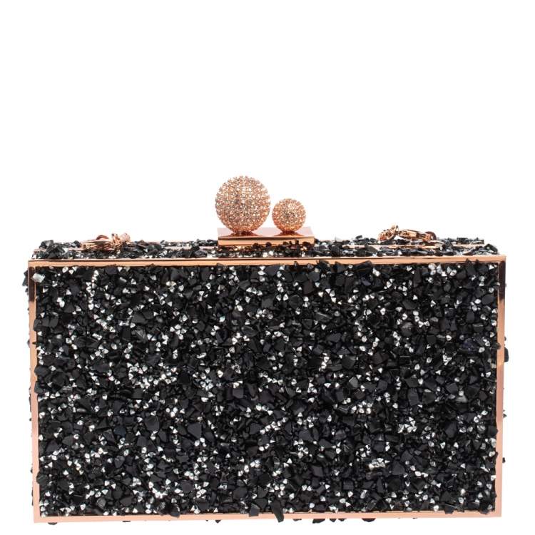 Pre Owned Sophia Webster Black Crystal Embellished Clara Box Clutch