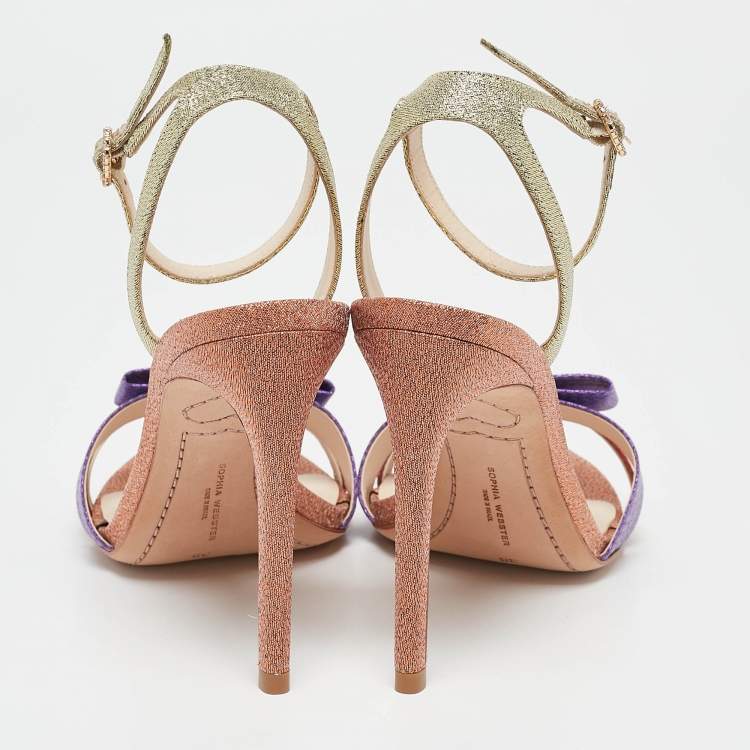 Pre Owned Sophia Webster Multicolor Lurex Fabric Andie Bow Sandals Size 38