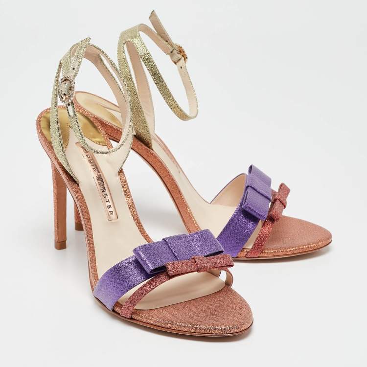 Pre Owned Sophia Webster Multicolor Lurex Fabric Andie Bow Sandals Size 38
