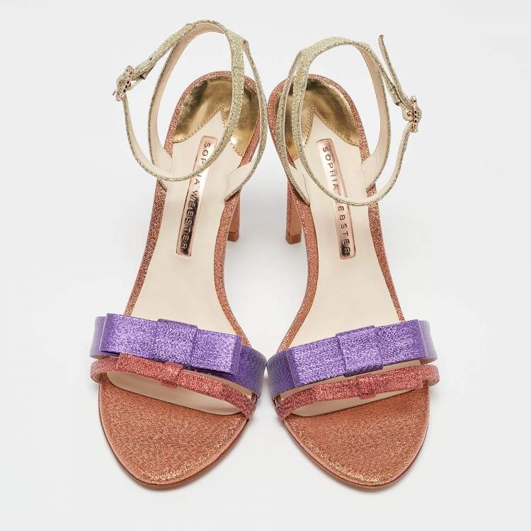 Pre Owned Sophia Webster Multicolor Lurex Fabric Andie Bow Sandals Size 38