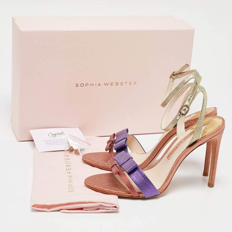 Pre Owned Sophia Webster Multicolor Lurex Fabric Andie Bow Sandals Size 38