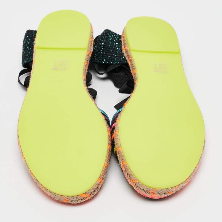 Pre Owned Sophia Webster Multicolor Fabric New Juana Ribbon Espadrille Flats Size 40