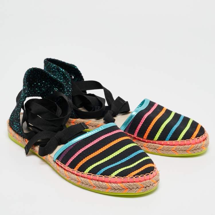Pre Owned Sophia Webster Multicolor Fabric New Juana Ribbon Espadrille Flats Size 40