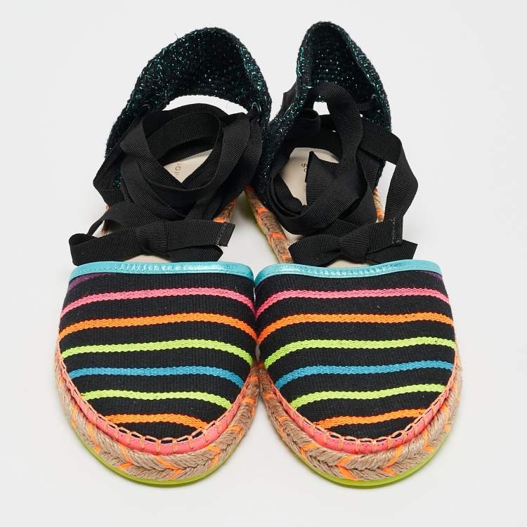 Pre Owned Sophia Webster Multicolor Fabric New Juana Ribbon Espadrille Flats Size 40