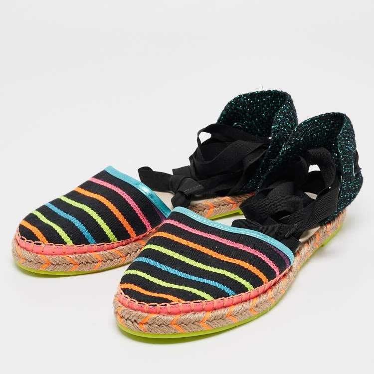 Pre Owned Sophia Webster Multicolor Fabric New Juana Ribbon Espadrille Flats Size 40