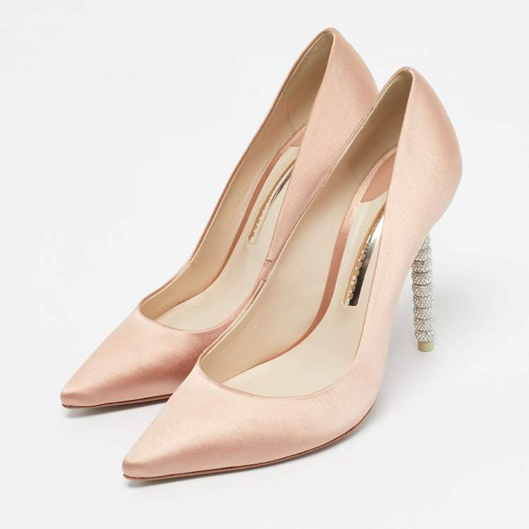 Pre Owned Sophia Webster Pink Satin Coco Crystal Pumps Size 37.5