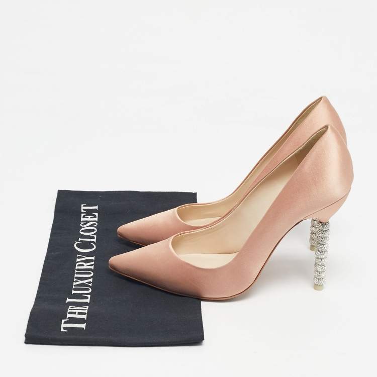 Pre Owned Sophia Webster Pink Satin Coco Crystal Pumps Size 37.5