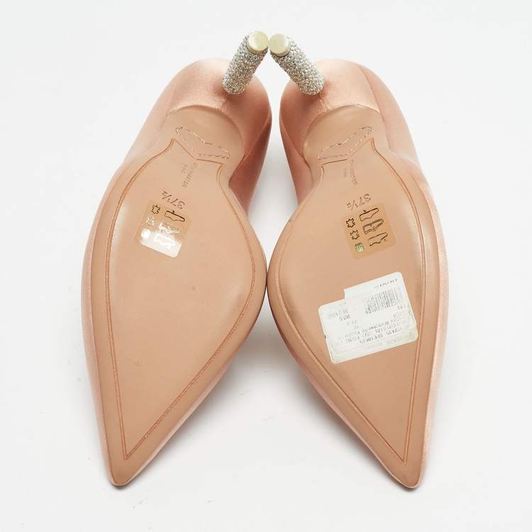Pre Owned Sophia Webster Pink Satin Coco Crystal Pumps Size 37.5