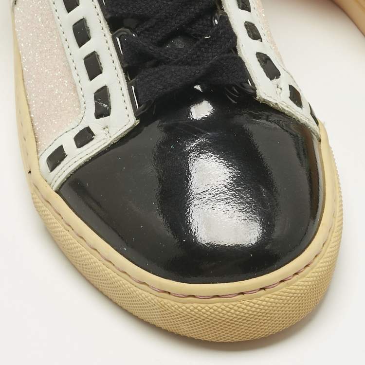 Pre Owned Sophia Webster Multicolor Leather and Glitter Riko High Top Sneakers Size 36