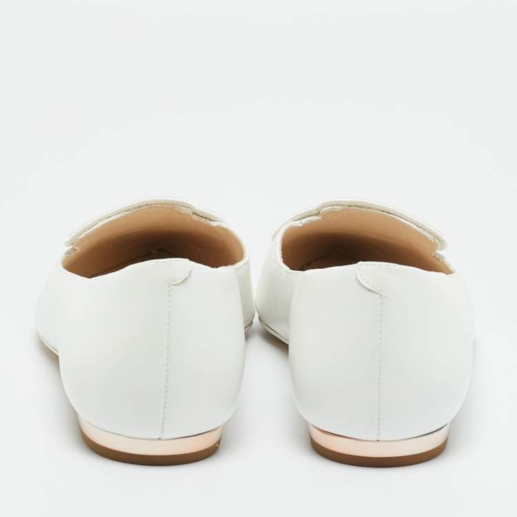 Pre Owned Sophia Webster Bibi Butterfly Size 41 White Leather Pointed Toe Ballet Flats