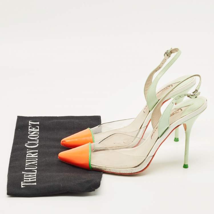 Pre Owned Sophia Webster Daria Size 37 Multicolor Leather and PVC Slingback Pumps