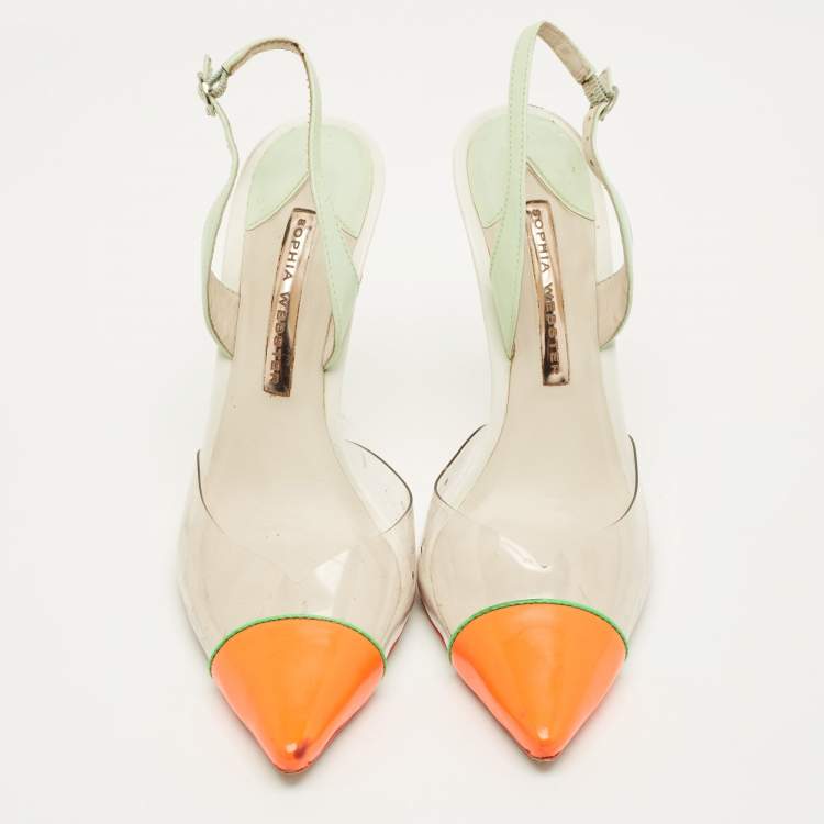 Pre Owned Sophia Webster Daria Size 37 Multicolor Leather and PVC Slingback Pumps