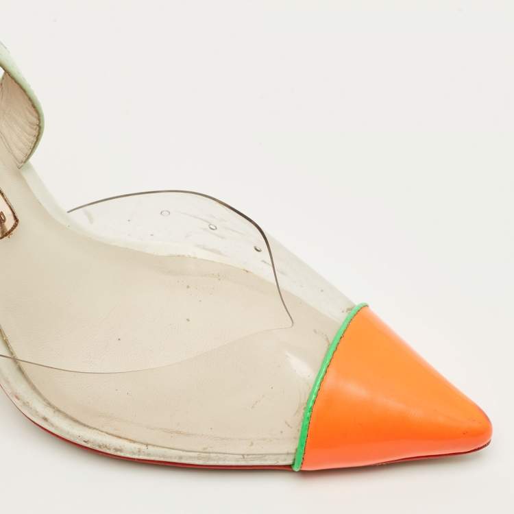 Pre Owned Sophia Webster Daria Size 37 Multicolor Leather and PVC Slingback Pumps