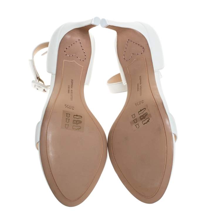 Pre Owned Sophia Webster White Leather Ankle Straps Sandals Size 36.5