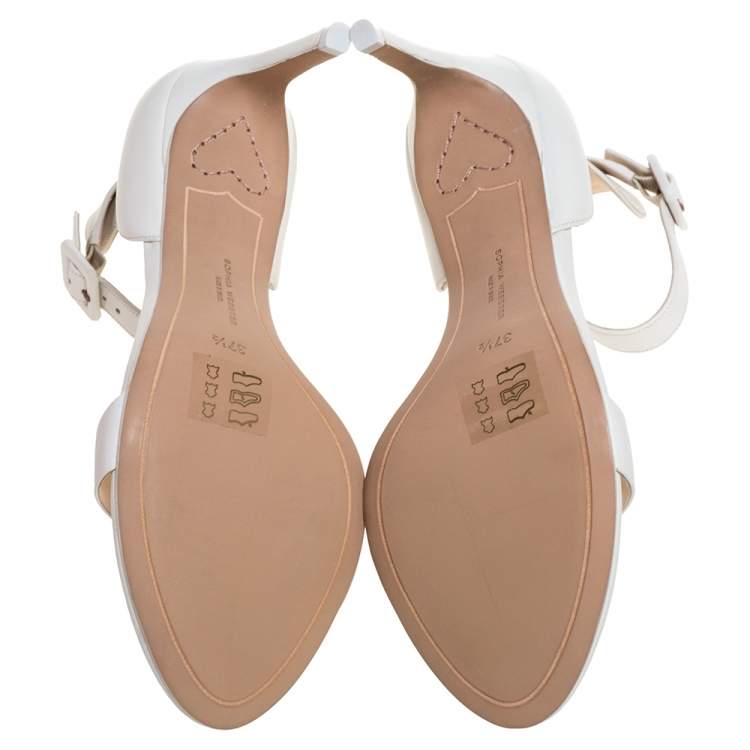 مملوكة مسبقًا Sophia Webster White Leather Nicole Ankle Cuff Sandals Size 37.5 
