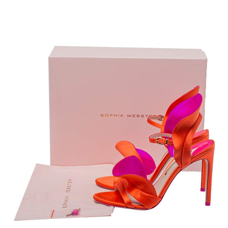 Pre Owned Sophia Webster Orange Satin Lucia Sandals Size 39.5