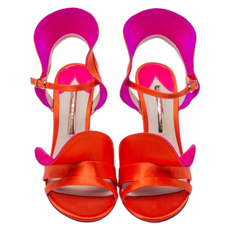 Pre Owned Sophia Webster Orange Satin Lucia Sandals Size 39.5